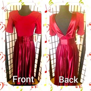 Vintage burgundy dress with belt
